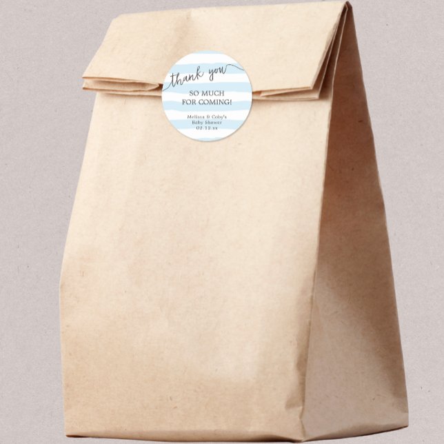 Pegatina Redonda Blue Stripes baby ducha gracias por favor (Subido por el creador)