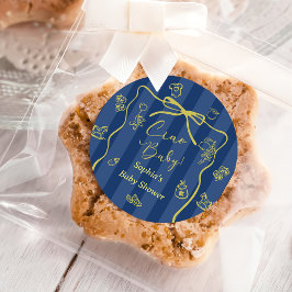 Pegatina Redonda Blue Stripes Italian Themed Ciao Baby