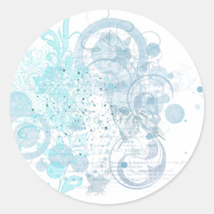 Pegatina Redonda Blue Swirls