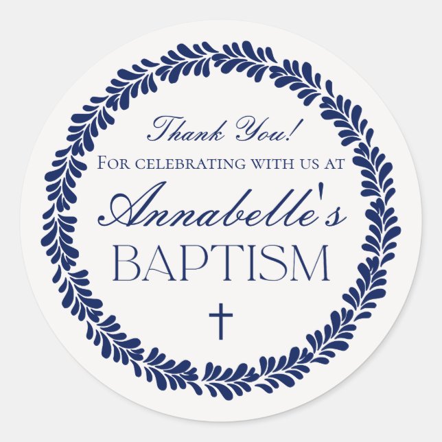 Pegatina Redonda Blue Talavera Tile Español Fiesta Baptism Favor (Anverso)