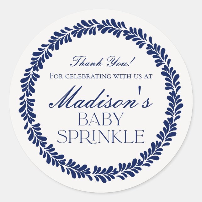 Pegatina Redonda Blue Talavera Tile Fiesta Española Bebé Sprinkle (Anverso)