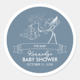 Pegatina Redonda Blue Tarot Baby Shower