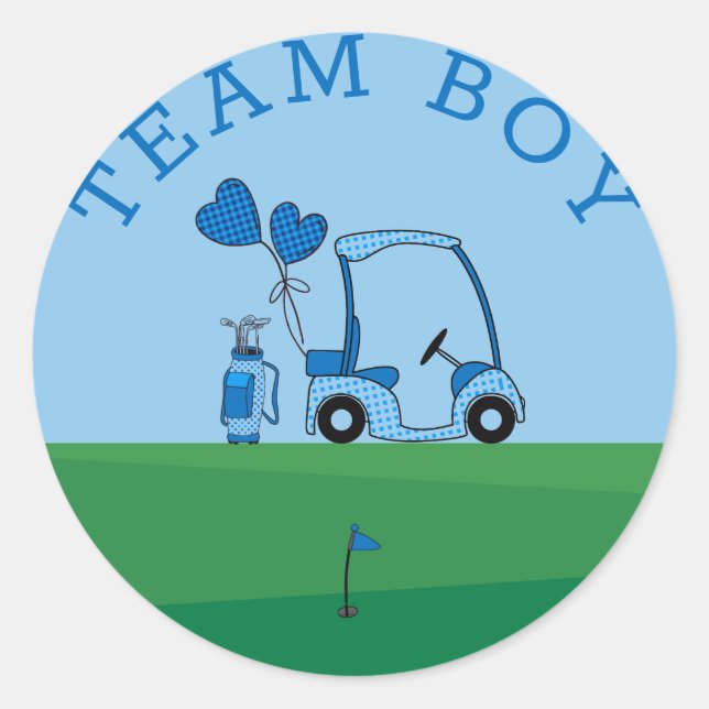 Pegatina Redonda Blue Team Boy Género Revelar Fiesta Voto Golf (Anverso)