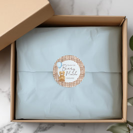 Pegatina Redonda Blue Teddy Bear Boy Baby Shower Gracias