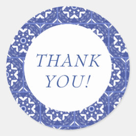 Pegatina Redonda Blue Tile Thank You Sticker