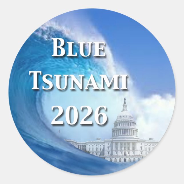 Pegatina Redonda Blue Tsunami Election 2026 (Anverso)