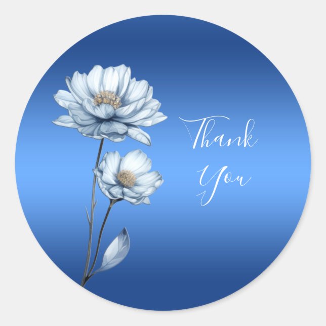 Pegatina Redonda Blue Watercolor Flowers Sticker (Anverso)