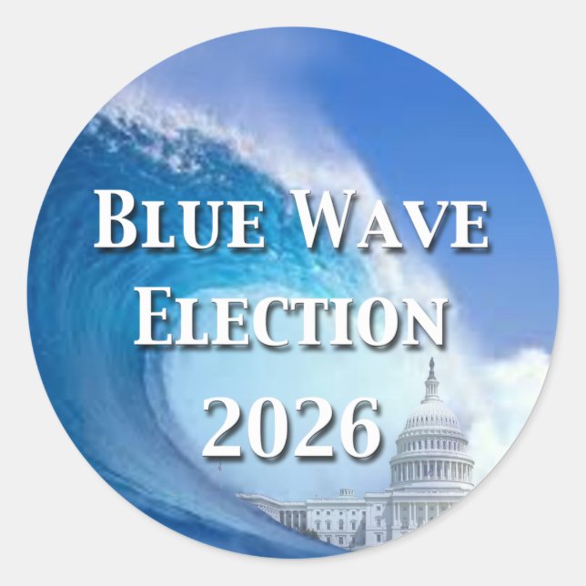 Pegatina Redonda Blue Wave Election 2026 (Anverso)