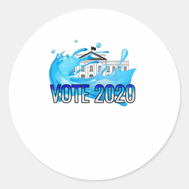 Pegatina Redonda Blue Wave Vote Blue Biden 2020 Democratic El (Anverso)
