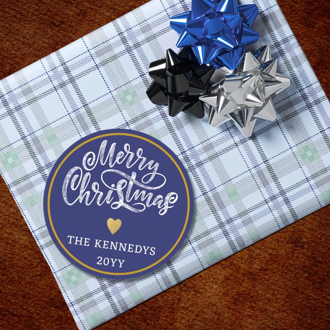 Pegatina Redonda Blue White Gold Feliz Navidad (Subido por el creador)