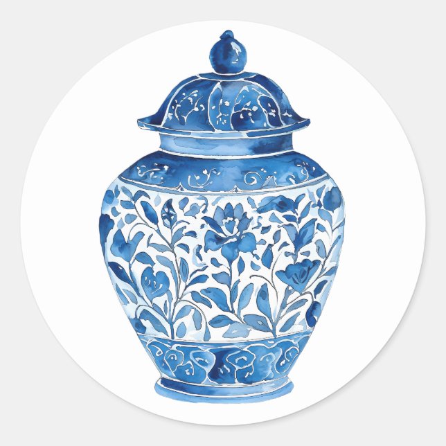 Pegatina Redonda Blue white stickers (Anverso)