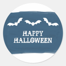 Pegatina Redonda Blue White Watercolor Bats Pegatinas de Halloween