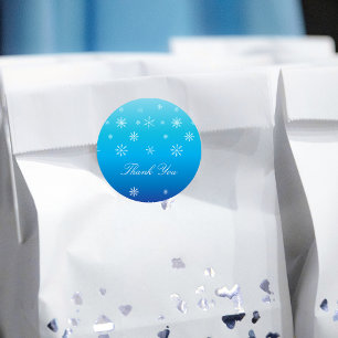 Pegatina Redonda Blue Winter Wonderland Snowflake Baby Gracias