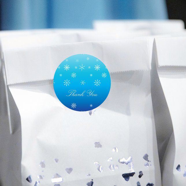 Pegatina Redonda Blue Winter Wonderland Snowflake Baby Gracias (Subido por el creador)