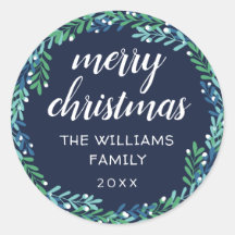 Blue Wreath Merry Christmas