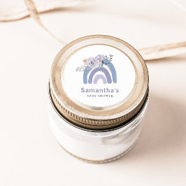 Pegatina Redonda Blue y Purple Boho Dusty | Baby Shower arcoiris