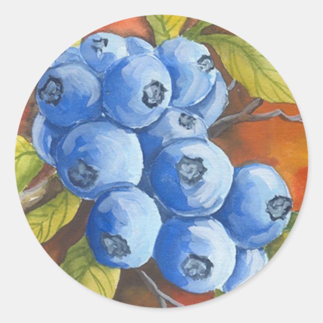 Pegatina Redonda Blueberries (Anverso)