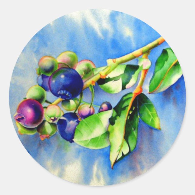 Pegatina Redonda Blueberries (Anverso)