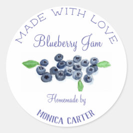 Pegatina Redonda Blueberries Blueberry Jam Homme Preserve fruta
