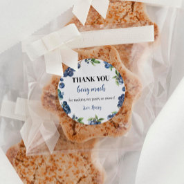 Pegatina Redonda Blueberry Berry Sweet 1er Cumpleaños Gracias Etiqu