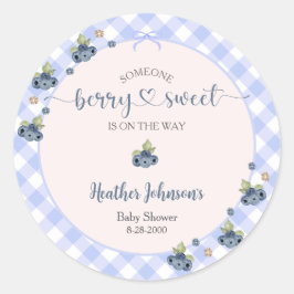 Pegatina Redonda Blueberry Berry Sweet Baby Boy Baby Shower