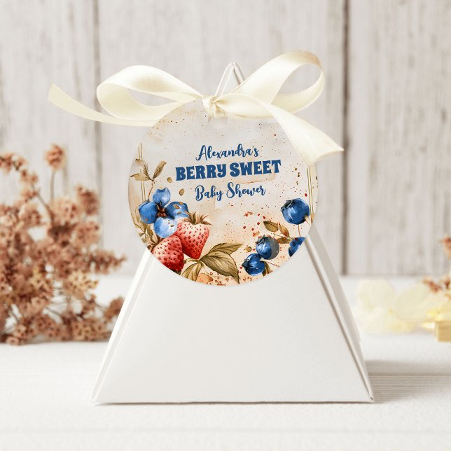 Pegatina Redonda Blueberry Berry Sweet Baby Shower (Subido por el creador)