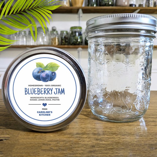 Pegatina Redonda Blueberry Canning Jar Label (Subido por el creador)