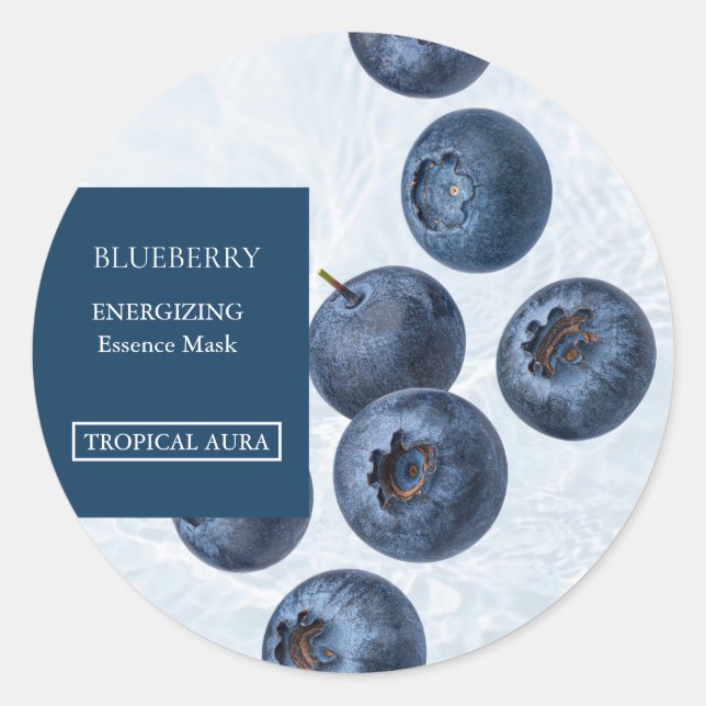 Pegatina Redonda Blueberry Facial Mask Label (Anverso)