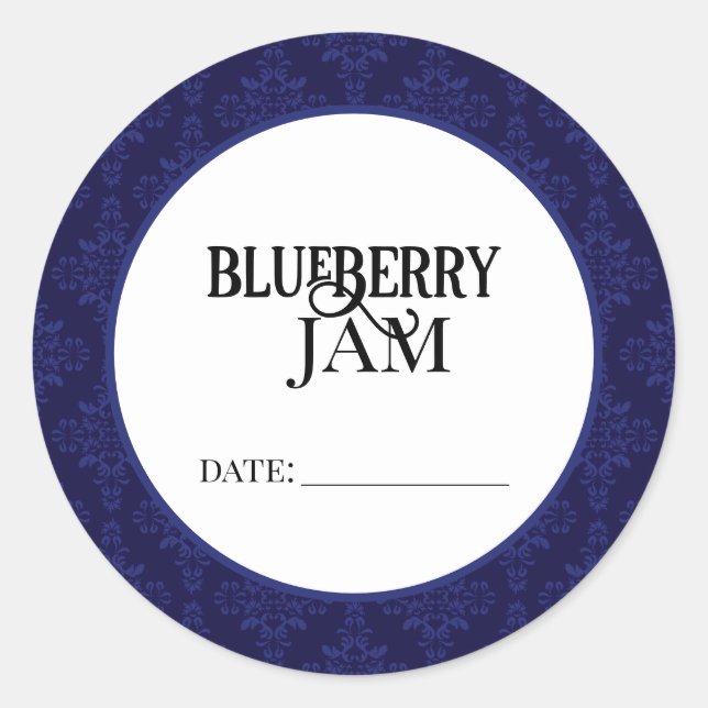 Pegatina Redonda Blueberry Jam Canning Lid Labels (Anverso)