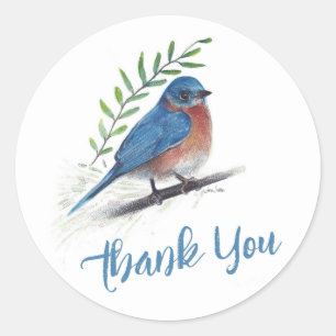 Pegatina Redonda Bluebird Bird Art Gracias
