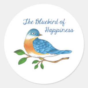 PEGATINA REDONDA BLUEBIRD DE LA FELICIDAD