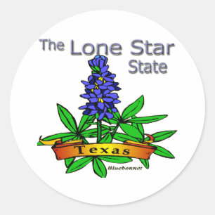 Pegatina Redonda Bluebonnet solitario del estado de la estrella de