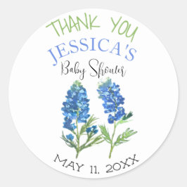 Pegatina Redonda Bluebonnets Flowers Texas Baby Shower Chica