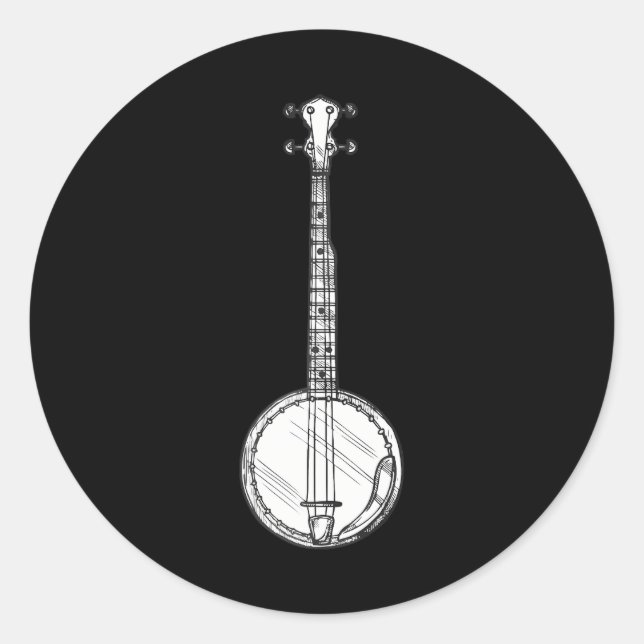 Pegatina Redonda Bluegrass Banjo (Anverso)
