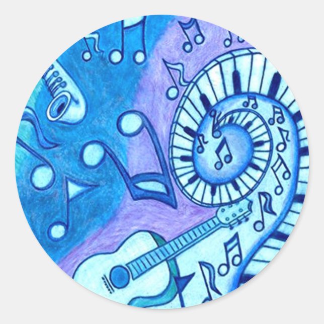 Pegatina Redonda Blues (Anverso)