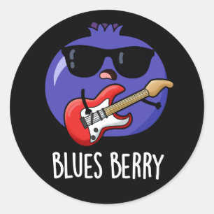 Pegatina Redonda Blues Berry Funny Fruit Pun Dark BG