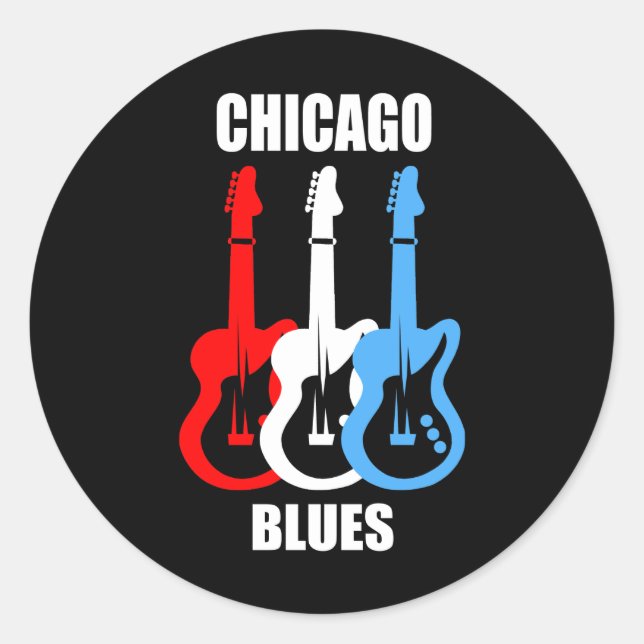 Pegatina Redonda Blues de Chicago (Anverso)