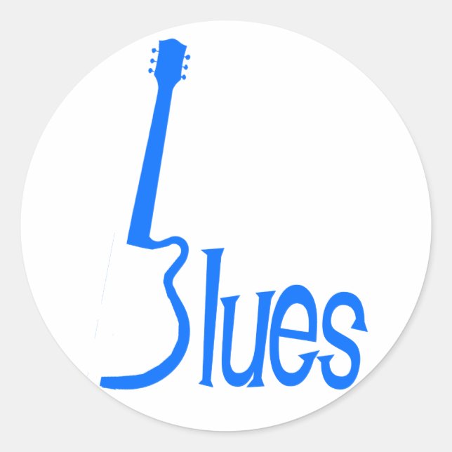 Pegatina Redonda Blues de guitarra (Anverso)