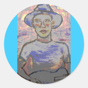 Pegatina Redonda Bluesman conmovedor