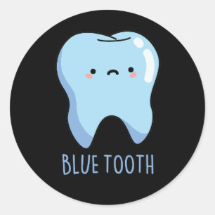 Pegatina Redonda Bluetooth Funny Técnica Blue Tooth Pun Dark BG