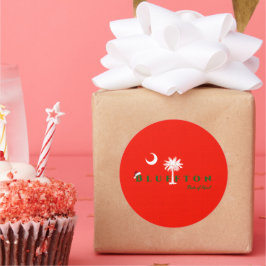 Pegatina Redonda Bluffton Estado de la mente Navidades vacaciones V