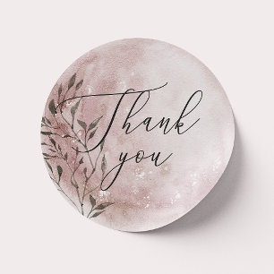 Pegatina Redonda Blush Floral Moon Favor de agradecimiento con le
