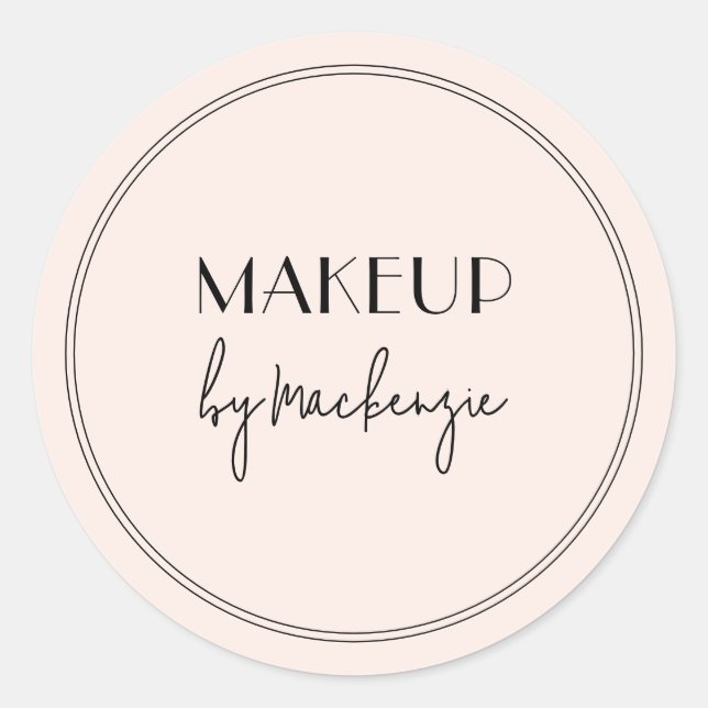 Pegatina Redonda Blush Pink Black Makeup Salon (Anverso)