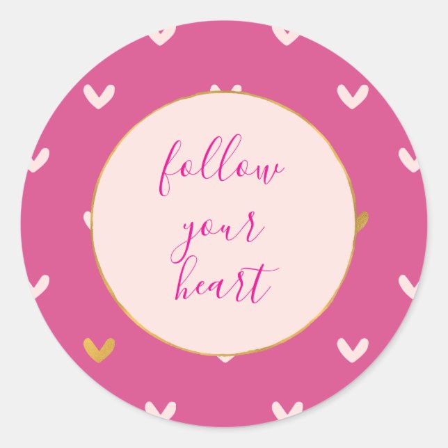 Pegatina Redonda Blush & Pink Gold Hearts (Anverso)