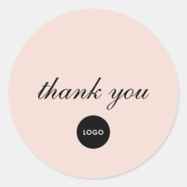 Pegatina Redonda Blush Pink Script Logo Thank You