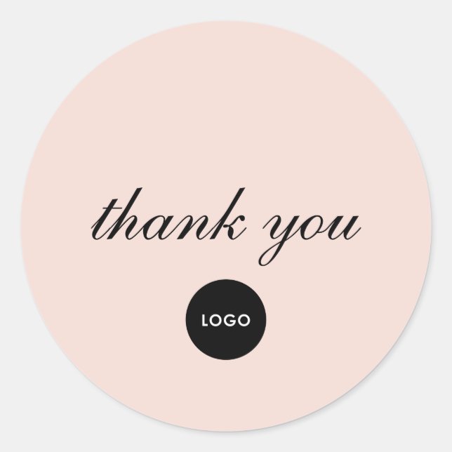 Pegatina Redonda Blush Pink Script Logo Thank You (Anverso)