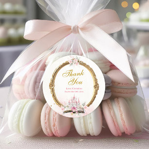 Pegatina Redonda Blush Pink Storybook Agradecimiento Cumpleaños 1