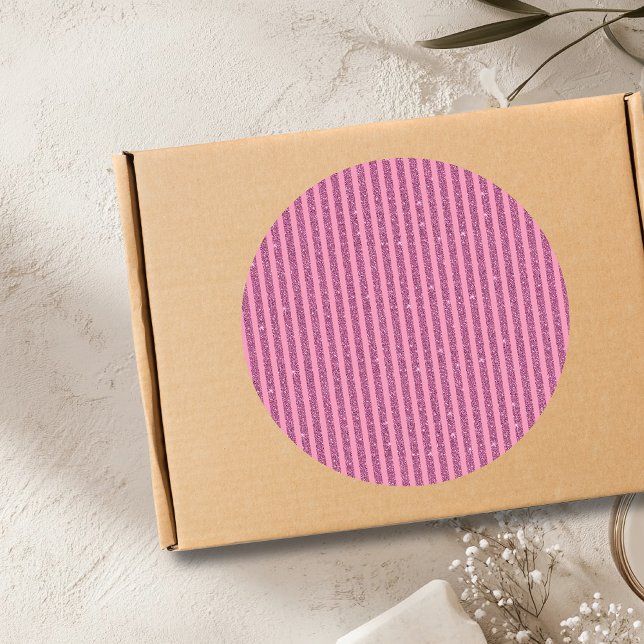 Pegatina Redonda Blush Rosa Brillo Estilo Rayas Verticales Chic (Subido por el creador)