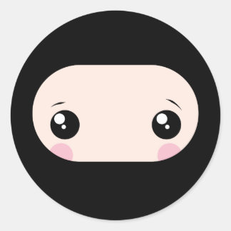Pegatina Redonda Blushing Kawaii Ninja