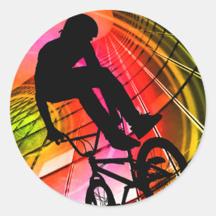Pegatina Redonda BMX en líneas y círculos